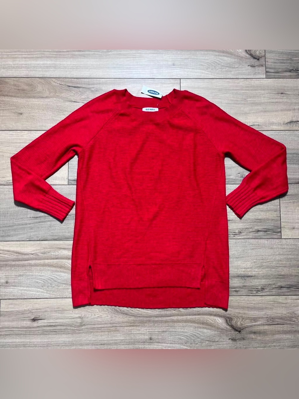 Old Navy Womens Stitchy Bateau Long Sleeve Swester Size‎ Small Red